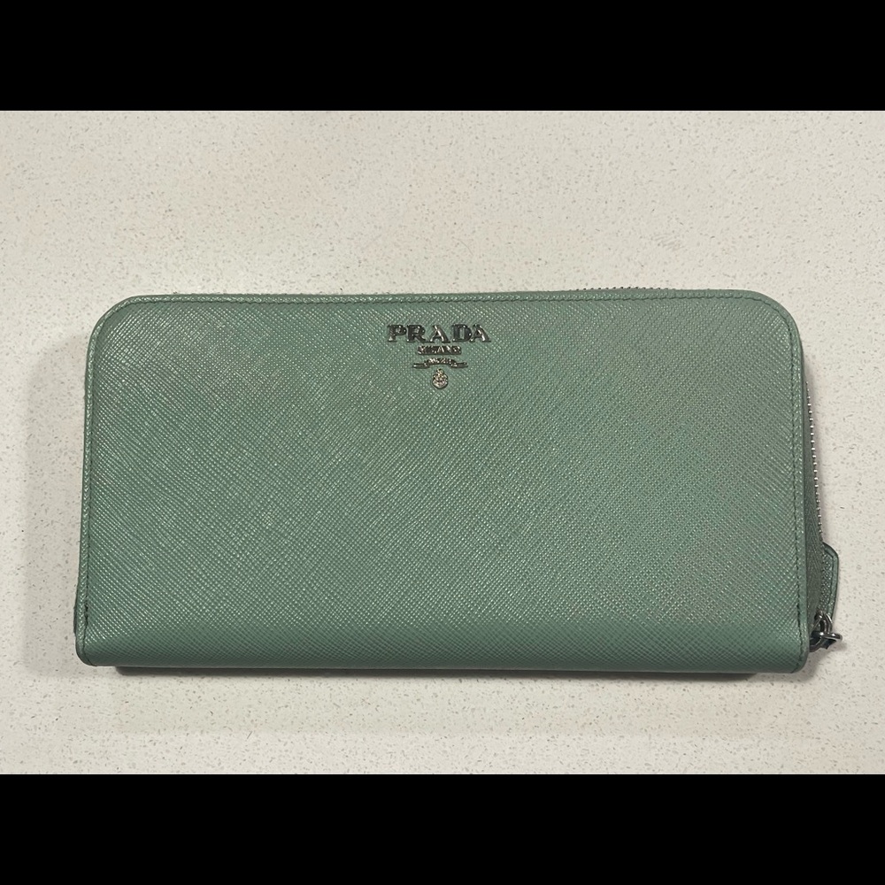 Prada Saffiano Leather Wallet – Mint Green